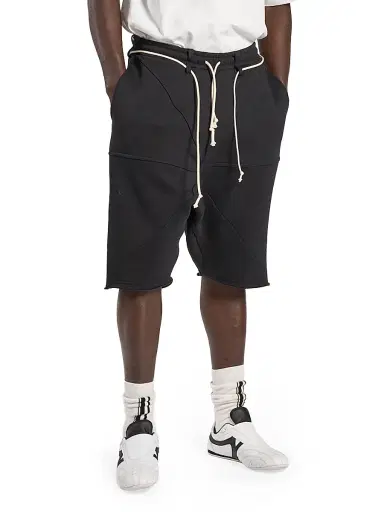 MORDECAI Men's Cotton Drawstring Jogger Shorts - Black - Size XS | Thumbnail 1