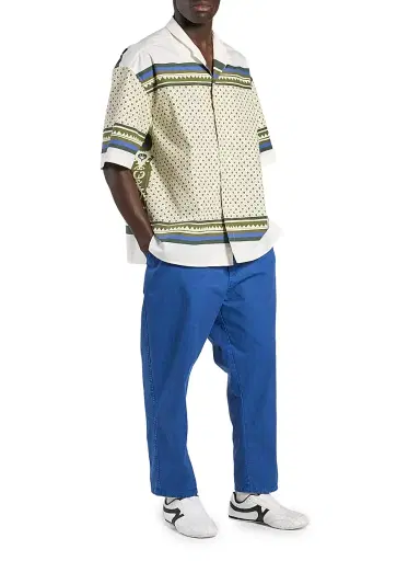 MORDECAI Men's Bandana-Print Cotton Bowling Shirt - Blue Bandana - Size XL | Thumbnail 2