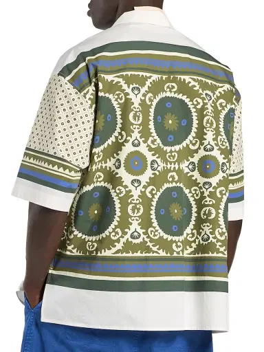 MORDECAI Men's Bandana-Print Cotton Bowling Shirt - Blue Bandana - Size XL | Thumbnail 3