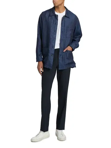 Saks Fifth Avenue Men's Linen Patch Pocket Overshirt - Navy - Size XXL | Thumbnail 2 Saks Fifth Avenue Men's Linen Patch Pocket Overshirt - Navy - Size XXL | Thumbnail 2