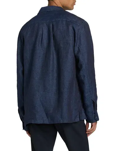 Saks Fifth Avenue Men's Linen Patch Pocket Overshirt - Navy - Size XXL | Thumbnail 5 Saks Fifth Avenue Men's Linen Patch Pocket Overshirt - Navy - Size XXL | Thumbnail 5