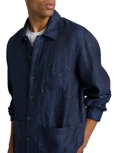 Saks Fifth Avenue Men's Linen Patch Pocket Overshirt - Navy - Size XXL | Thumbnail 6 Saks Fifth Avenue Men's Linen Patch Pocket Overshirt - Navy - Size XXL | Thumbnail 6