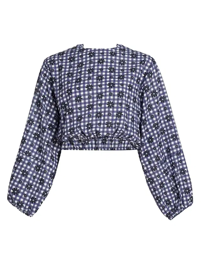 Eywasouls Malibu Women's Isla Floral/Gingham Cotton Crop Top - Gingham Daisy