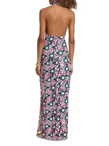 EYWASOULS MALIBU Women's Montana Floral Jersey Halterneck Maxi Dress - Meadow Margarita - Size XL | Thumbnail 5