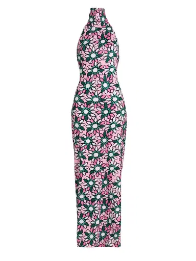 EYWASOULS MALIBU Women's Montana Floral Jersey Halterneck Maxi Dress - Meadow Margarita - Size XL | Thumbnail 1