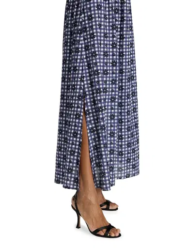 EYWASOULS MALIBU Women's Jewel Floral/Gingham Cotton A-Line Maxi Skirt | Thumbnail 6