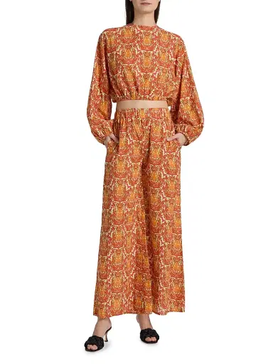 EYWASOULS MALIBU Women's Isla Damask Open-Back Crop Top - Amber Mosaic - Size Medium | Thumbnail 2 EYWASOULS MALIBU Women's Isla Damask Open-Back Crop Top - Amber Mosaic - Size Medium | Thumbnail 2