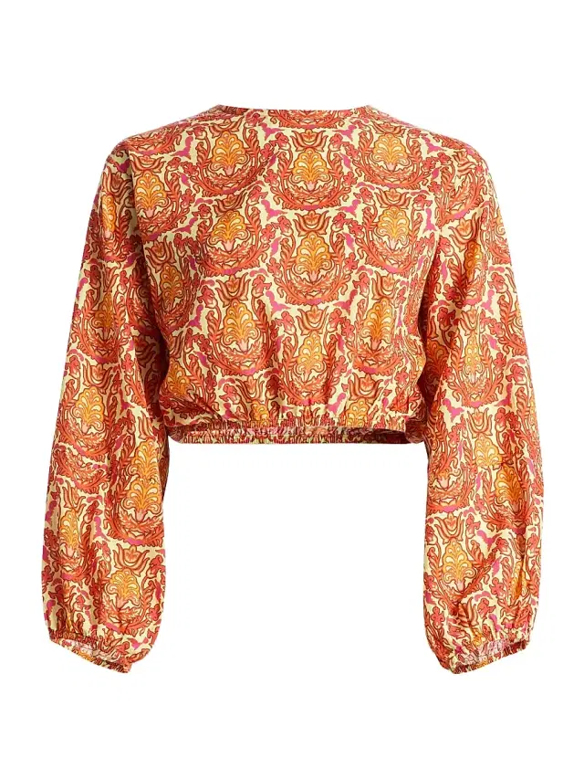EYWASOULS MALIBU Women's Isla Damask Open-Back Crop Top - Amber Mosaic - Size Medium