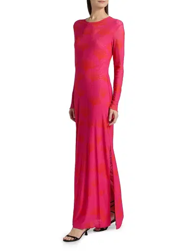 EYWASOULS MALIBU Women's Scarlet Side-Slit Maxi Dress - Fuchia Frenzy - Size Small | Thumbnail 2