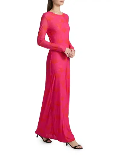 EYWASOULS MALIBU Women's Scarlet Side-Slit Maxi Dress - Fuchia Frenzy - Size Small | Thumbnail 4