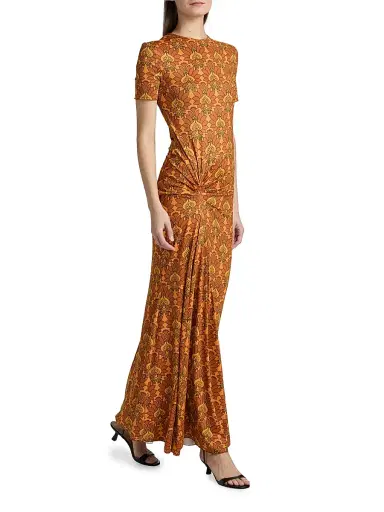 EYWASOULS MALIBU Women's Annie Floral Short-Sleeve Maxi Dress - Amber Lotus - Size Medium | Thumbnail 2
