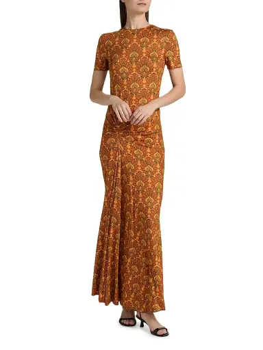 EYWASOULS MALIBU Women's Annie Floral Short-Sleeve Maxi Dress - Amber Lotus - Size Medium | Thumbnail 3