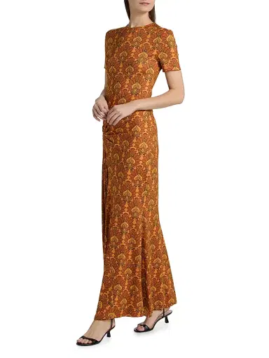 EYWASOULS MALIBU Women's Annie Floral Short-Sleeve Maxi Dress - Amber Lotus - Size Medium | Thumbnail 4