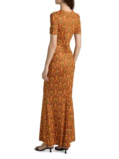 EYWASOULS MALIBU Women's Annie Floral Short-Sleeve Maxi Dress - Amber Lotus - Size Medium | Thumbnail 5