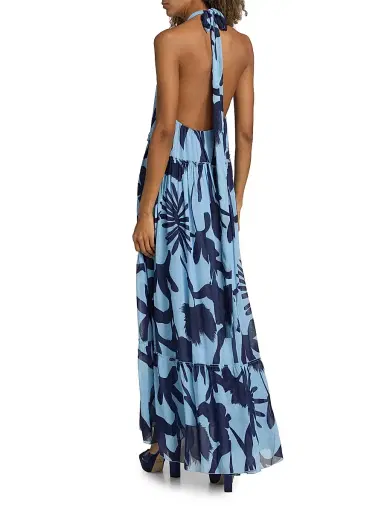 EYWASOULS MALIBU Women's Ayla Floral Chiffon Halterneck Maxi Dress - Powder Garden - Size Large | Thumbnail 5