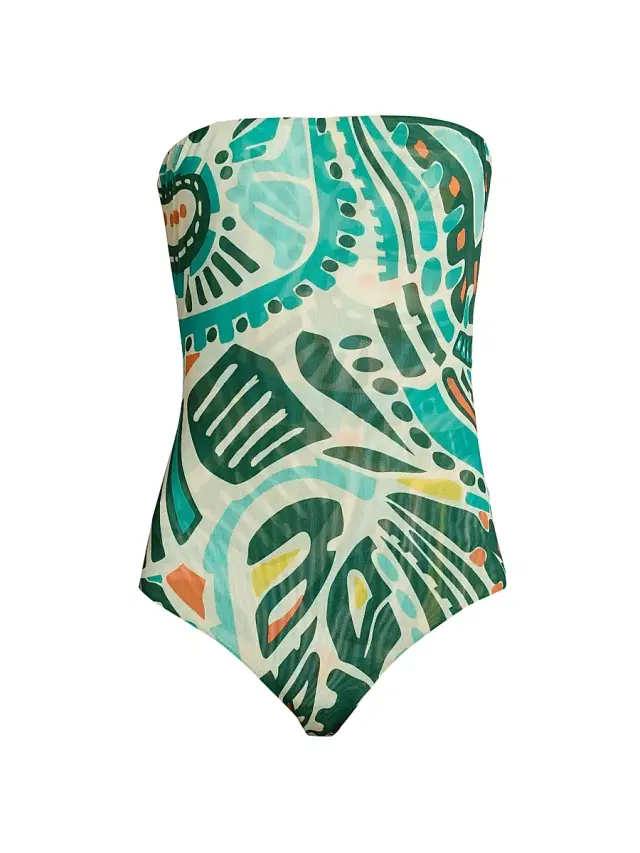 Women's Soleil Printed Bandeau One-Piece Swimsuit - Jungle Rhythm - Size XL