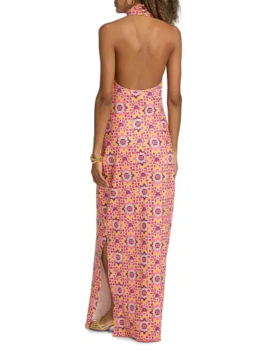 EYWASOULS MALIBU Women's Montana Geometric Print Halterneck Maxi Dress - Orchid Mosaic - Size XL | Thumbnail 5