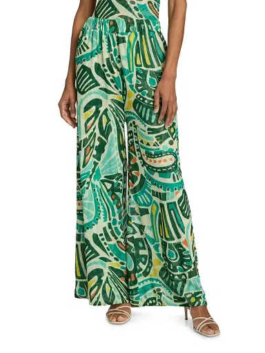 EYWASOULS MALIBU Women's Seby Printed Mesh Wide-Leg Pants - Jungle Rhythm - Size Large | Thumbnail 3