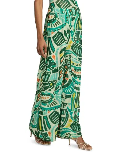 EYWASOULS MALIBU Women's Seby Printed Mesh Wide-Leg Pants - Jungle Rhythm - Size Large | Thumbnail 4