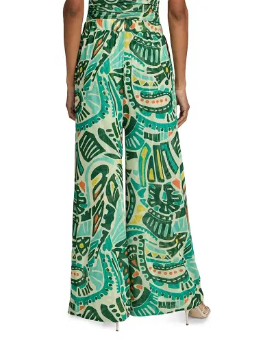 EYWASOULS MALIBU Women's Seby Printed Mesh Wide-Leg Pants - Jungle Rhythm - Size Large | Thumbnail 5