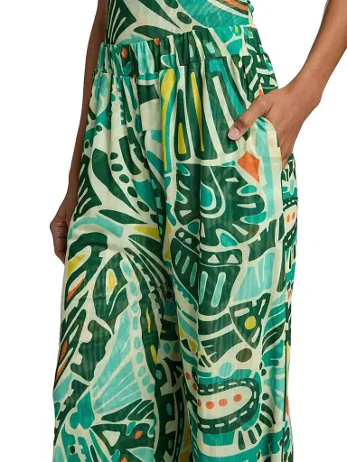 EYWASOULS MALIBU Women's Seby Printed Mesh Wide-Leg Pants - Jungle Rhythm - Size Large | Thumbnail 6
