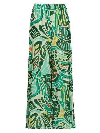 EYWASOULS MALIBU Women's Seby Printed Mesh Wide-Leg Pants - Jungle Rhythm - Size Large | Thumbnail 1