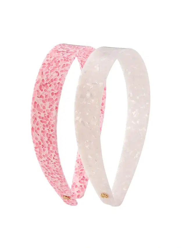 Lele Sadoughi Women's Palm Beach Emma 2-Piece Terrazzo Headband Set - Terrazzo Blush White