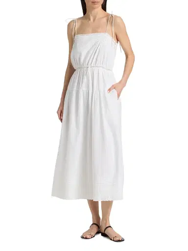 Ciao Lucia Women's Petra Cotton Voile Midi-Dress - White - Size XS | Thumbnail 3