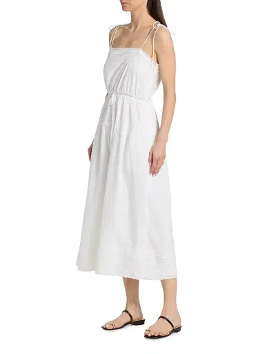Ciao Lucia Women's Petra Cotton Voile Midi-Dress - White - Size XS | Thumbnail 4