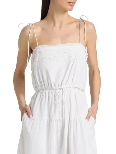 Ciao Lucia Women's Petra Cotton Voile Midi-Dress - White - Size XS | Thumbnail 6