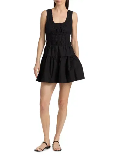 Ciao Lucia Women's Kala Smocked Cotton Minidress - Black - Size XL | Thumbnail 2