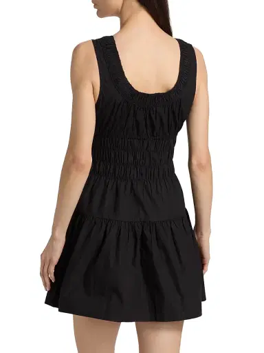 Ciao Lucia Women's Kala Smocked Cotton Minidress - Black - Size XL | Thumbnail 5