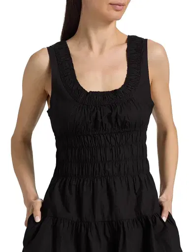 Ciao Lucia Women's Kala Smocked Cotton Minidress - Black - Size XL | Thumbnail 6