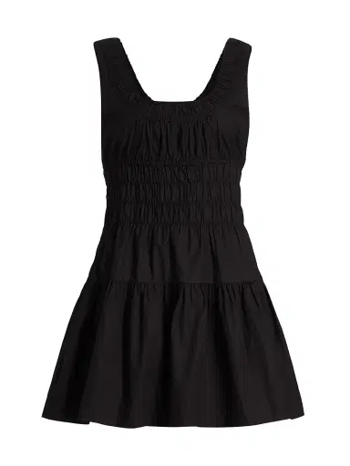 Ciao Lucia Women's Kala Smocked Cotton Minidress - Black - Size XL | Thumbnail 1