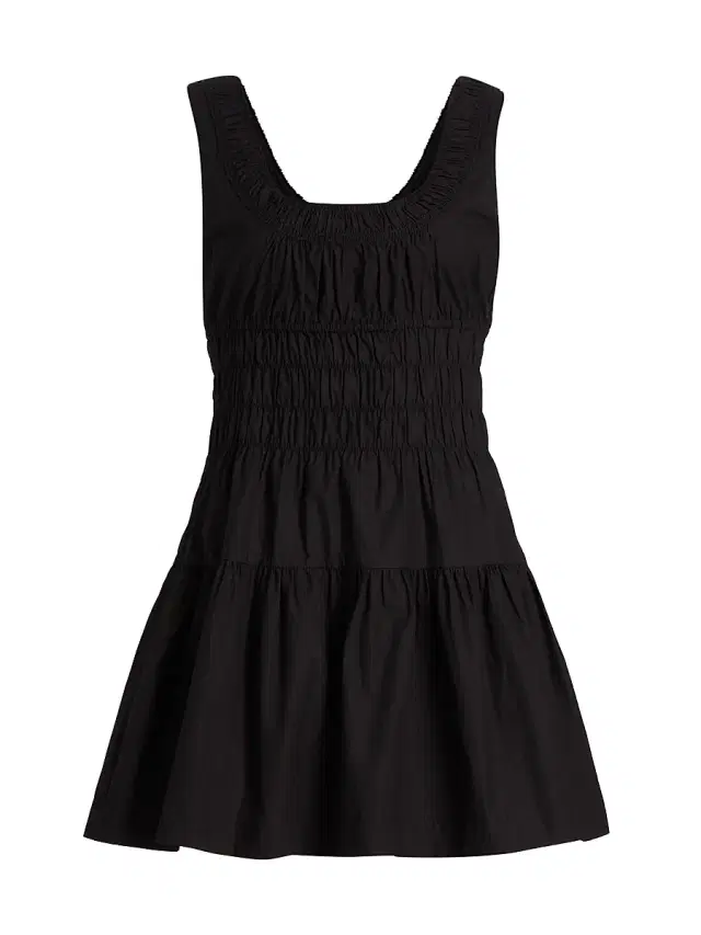 Women's Kala Smocked Cotton Minidress - Black