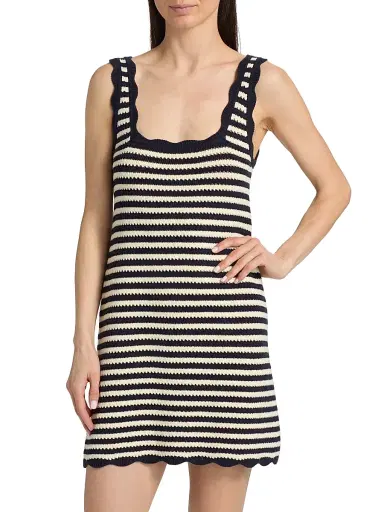 Ciao Lucia Women's Domeka Striped Cotton-Blend Crochet Minidress - Stripe - Size XL | Thumbnail 3