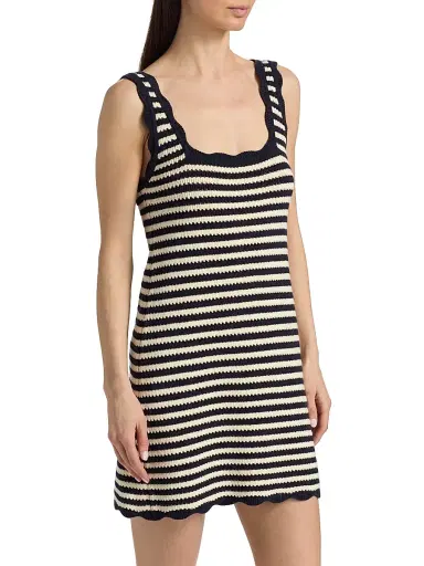 Ciao Lucia Women's Domeka Striped Cotton-Blend Crochet Minidress - Stripe - Size XL | Thumbnail 4