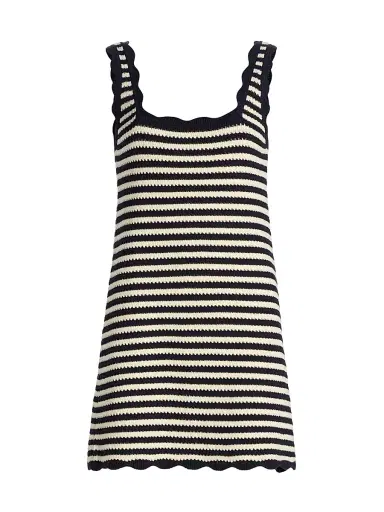 Ciao Lucia Women's Domeka Striped Cotton-Blend Crochet Minidress - Stripe - Size XL | Thumbnail 1