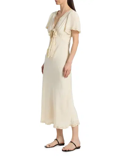 Ciao Lucia Women's Brunello Embroidered Silk Midi-Dress - Cream - Size Medium | Thumbnail 4 Ciao Lucia Women's Brunello Embroidered Silk Midi-Dress - Cream - Size Medium | Thumbnail 4