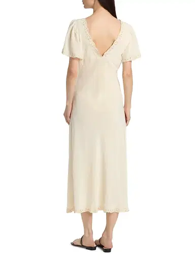 Ciao Lucia Women's Brunello Embroidered Silk Midi-Dress - Cream - Size Medium | Thumbnail 5 Ciao Lucia Women's Brunello Embroidered Silk Midi-Dress - Cream - Size Medium | Thumbnail 5