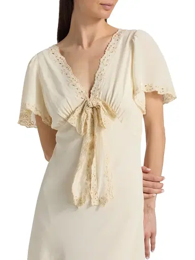 Ciao Lucia Women's Brunello Embroidered Silk Midi-Dress - Cream - Size Medium | Thumbnail 6 Ciao Lucia Women's Brunello Embroidered Silk Midi-Dress - Cream - Size Medium | Thumbnail 6