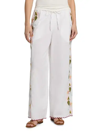 Ciao Lucia Women's Ermmano Embroidered Cotton-Linen Drawstring Pants | Thumbnail 3 Ciao Lucia Women's Ermmano Embroidered Cotton-Linen Drawstring Pants | Thumbnail 3