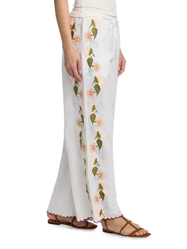 Ciao Lucia Women's Ermmano Embroidered Cotton-Linen Drawstring Pants | Thumbnail 4 Ciao Lucia Women's Ermmano Embroidered Cotton-Linen Drawstring Pants | Thumbnail 4