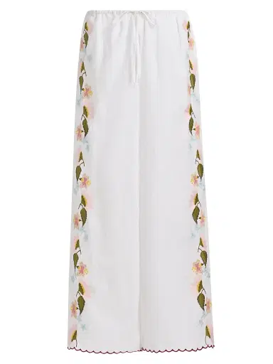 Ciao Lucia Women's Ermmano Embroidered Cotton-Linen Drawstring Pants | Thumbnail 1 Ciao Lucia Women's Ermmano Embroidered Cotton-Linen Drawstring Pants | Thumbnail 1
