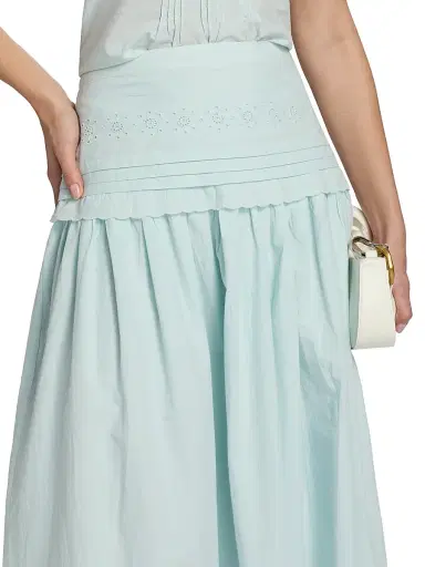 Ciao Lucia Women's Irati Eyelet Pleated Cotton Midi-Skirt - Baby Blue - Size 12 | Thumbnail 6