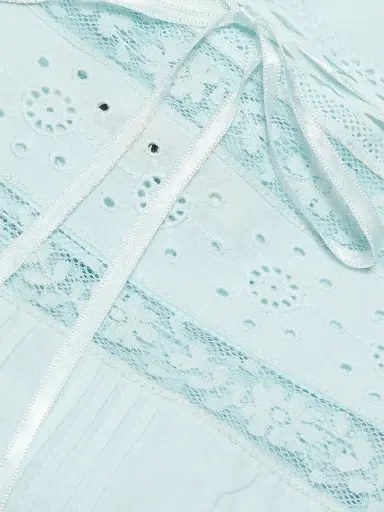 Ciao Lucia Women's Irati Eyelet Pleated Cotton Midi-Skirt - Baby Blue - Size 12 | Thumbnail 7