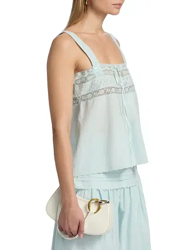 Ciao Lucia Women's Euri Eyelet Cotton-Linen Top - Baby Blue - Size XL | Thumbnail 4