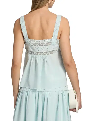 Ciao Lucia Women's Euri Eyelet Cotton-Linen Top - Baby Blue - Size XL | Thumbnail 5