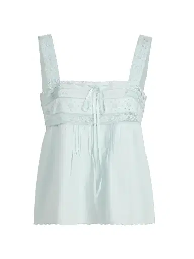 Ciao Lucia Women's Euri Eyelet Cotton-Linen Top - Baby Blue - Size XL | Thumbnail 1