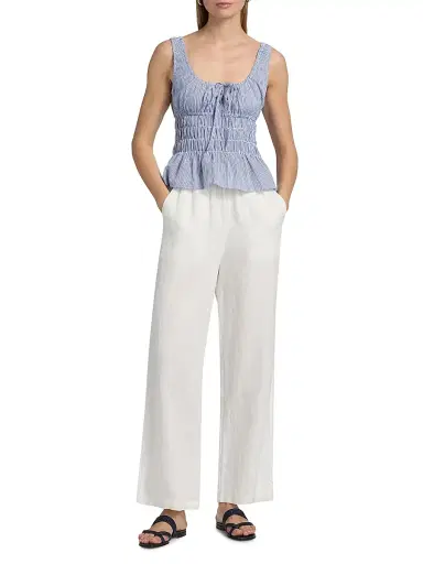 Ciao Lucia Women's Gigi Smocked Striped Cotton Sleeveless Top - Stripe - Size XS | Thumbnail 2